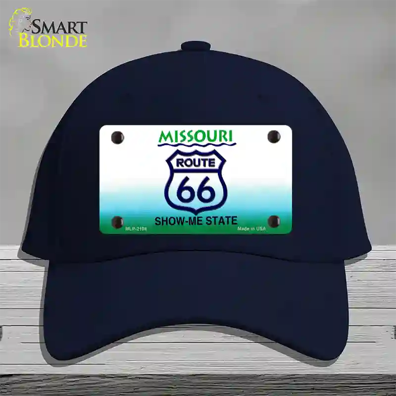 Route 66 Shield Missouri Novelty License Plate Hat Cotton / Navy