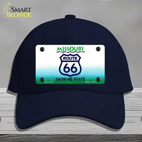 Route 66 Shield Missouri Novelty License Plate Hat Cotton / Navy