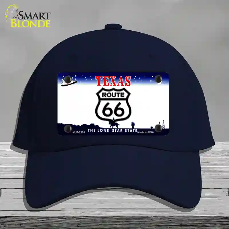 Route 66 Shield Texas Novelty License Plate Hat Cotton / Navy