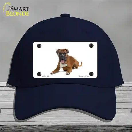 Boxer Dog Novelty License Plate Hat Cotton / Navy