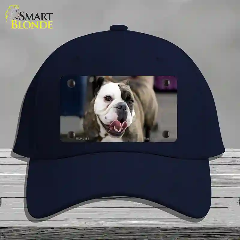 Bulldog Dog Novelty License Plate Hat Cotton / Navy