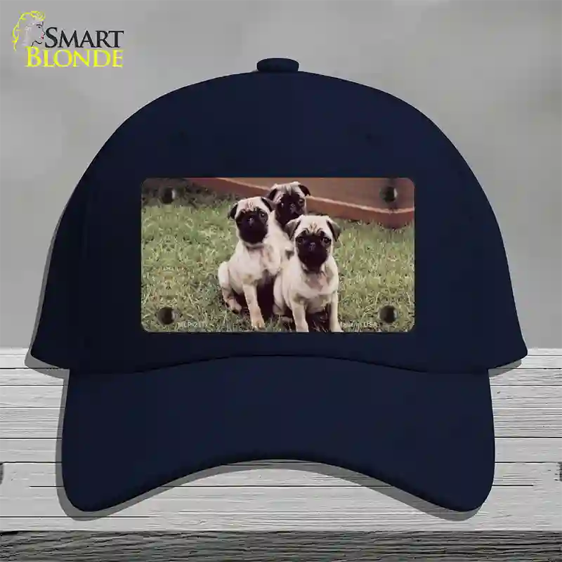 Pug Dog Novelty License Plate Hat Cotton / Navy