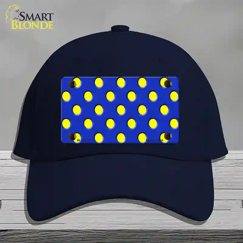 Yellow Polka Dots Royal Blue Novelty License Plate Hat Cotton / Navy