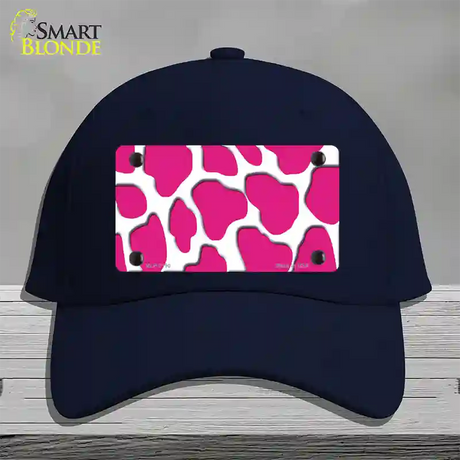 Pink White Giraffe Novelty License Plate Hat Cotton / Navy