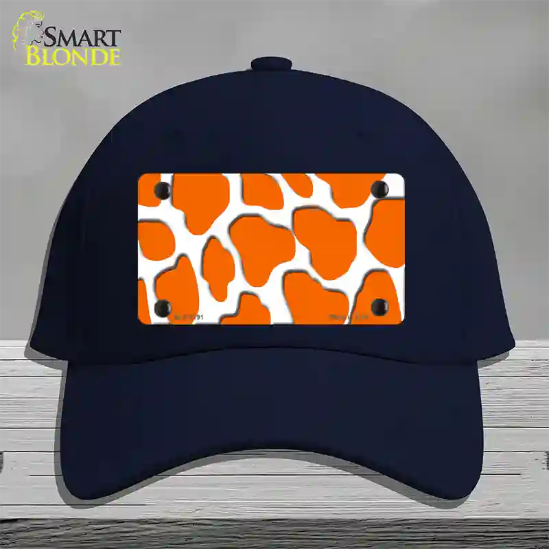 Orange White Giraffe Novelty License Plate Hat Cotton / Navy