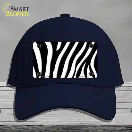 Black White Zebra Novelty License Plate Hat Cotton / Navy