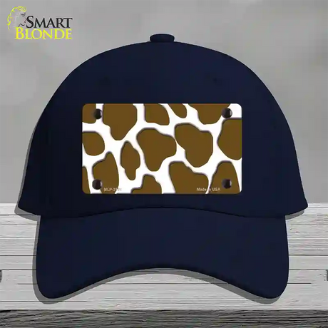 Brown White Giraffe Novelty License Plate Hat Cotton / Navy