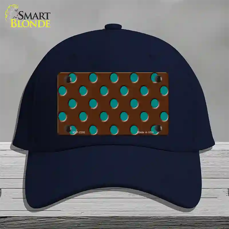 Teal Polka Dots Brown Novelty License Plate Hat Cotton / Navy