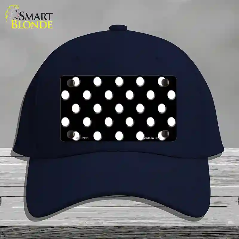 White Polka Dots Black Novelty License Plate Hat Cotton / Navy