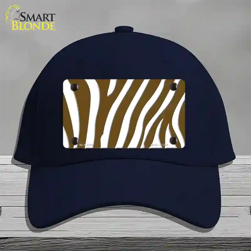 Brown White Zebra Novelty License Plate Hat Cotton / Navy