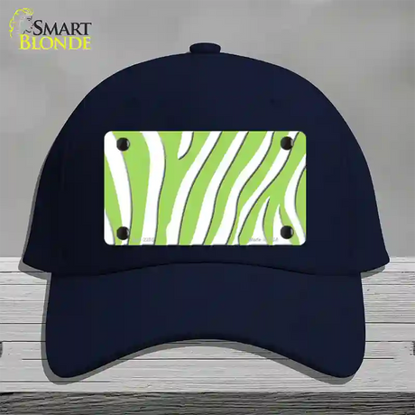 Lime Green White Zebra Novelty License Plate Hat Cotton / Navy