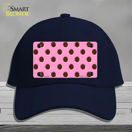 Chocolate Brown Polka Dots Pink Novelty License Plate Hat Cotton / Navy