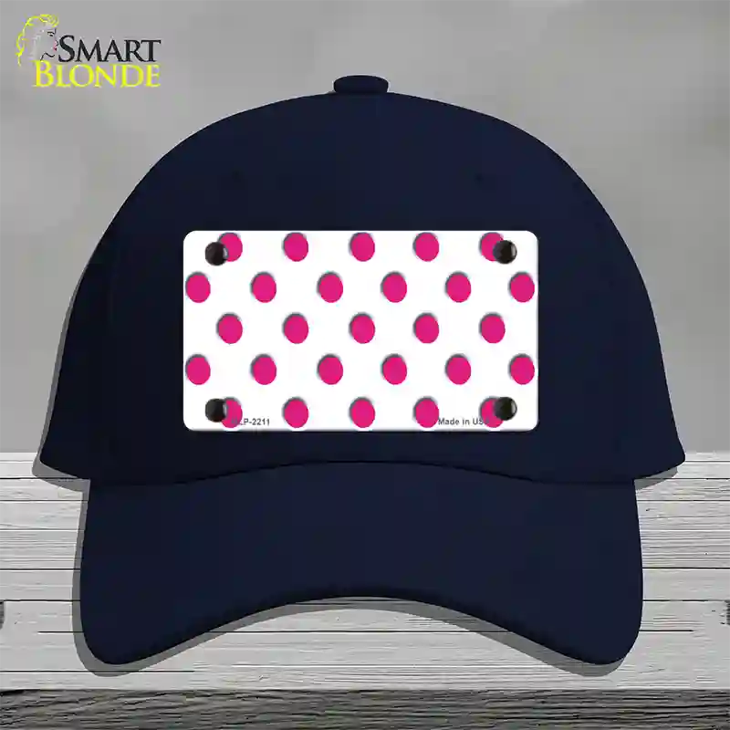 Hot Pink Polka Dots White Novelty License Plate Hat Cotton / Navy