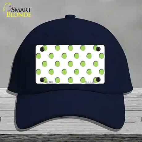 Lime Green Polka Dots White Novelty License Plate Hat Cotton / Navy