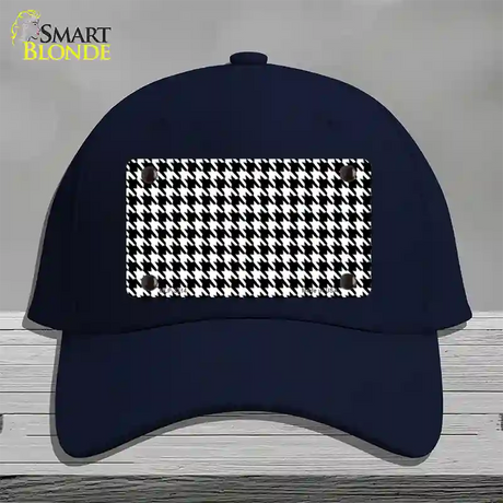 White Black Houndstooth Novelty License Plate Hat Cotton / Navy