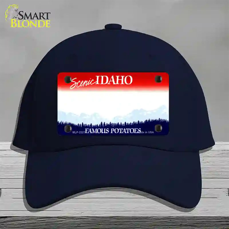 Idaho State Blank Novelty License Plate Hat Cotton / Navy