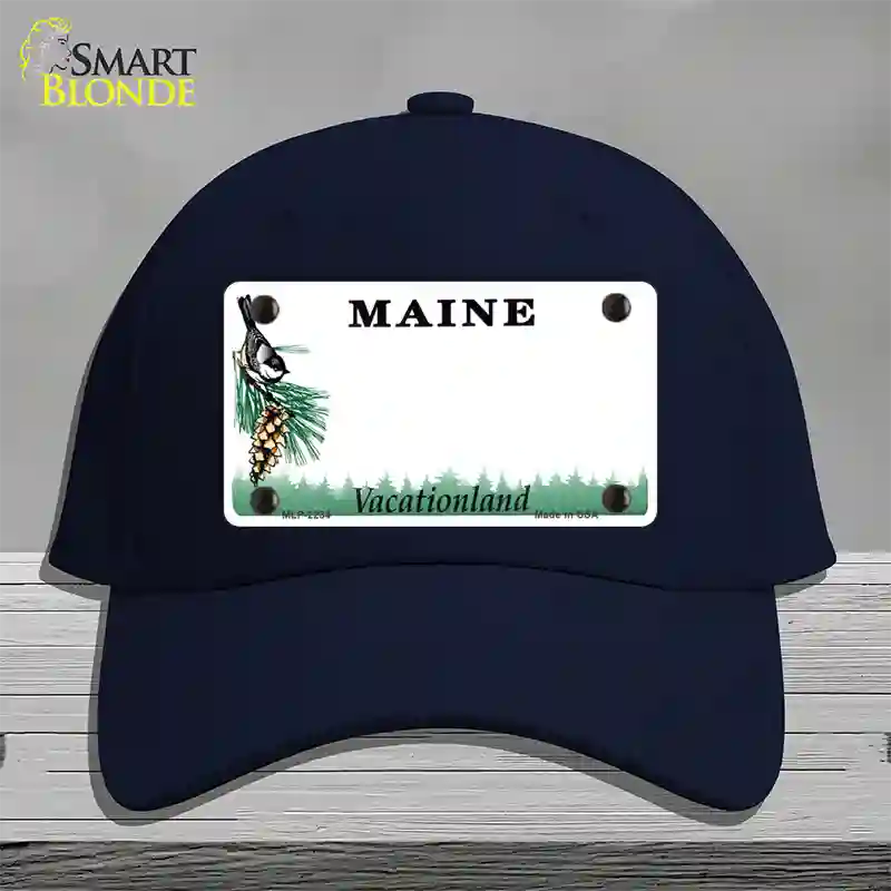 Maine State Blank Novelty License Plate Hat Cotton / Navy