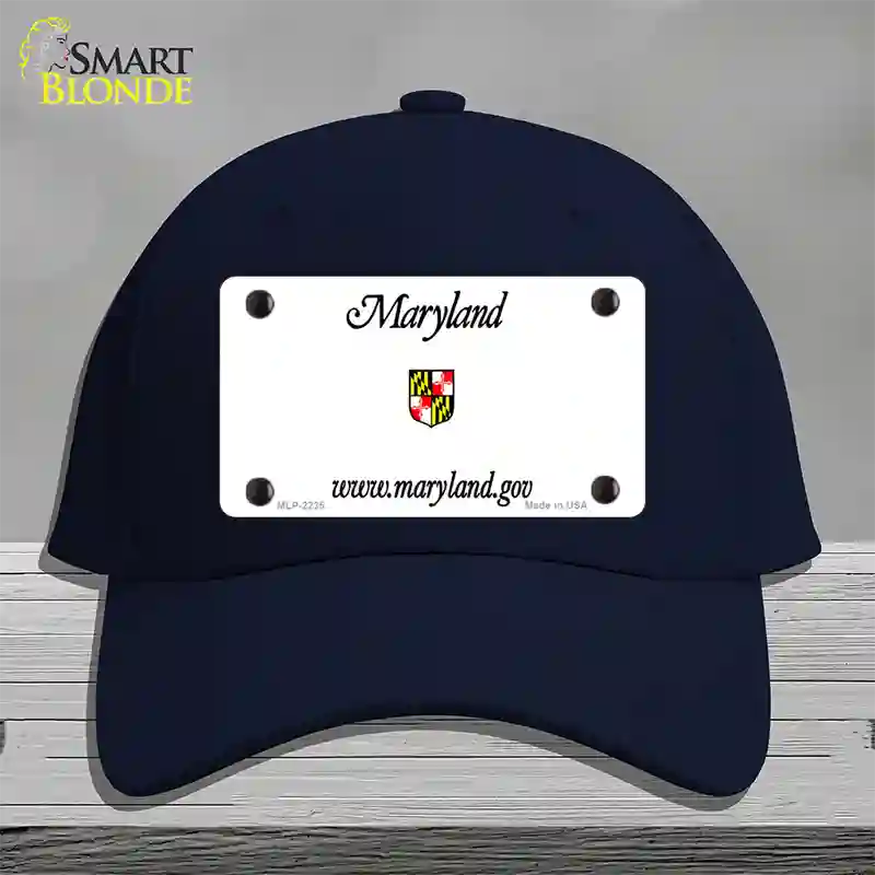 Maryland Gov State Blank Novelty License Plate Hat Cotton / Navy