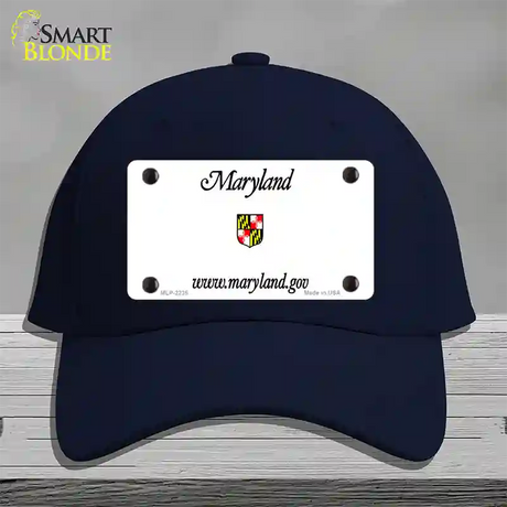 Maryland Gov State Blank Novelty License Plate Hat Cotton / Navy