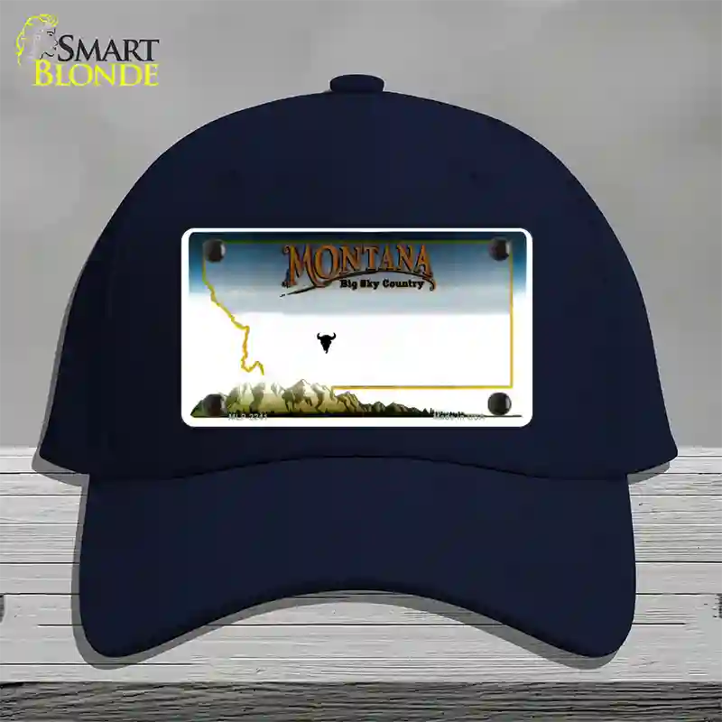 Montana State Blank Novelty License Plate Hat Cotton / Navy