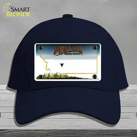 Montana State Blank Novelty License Plate Hat Cotton / Navy