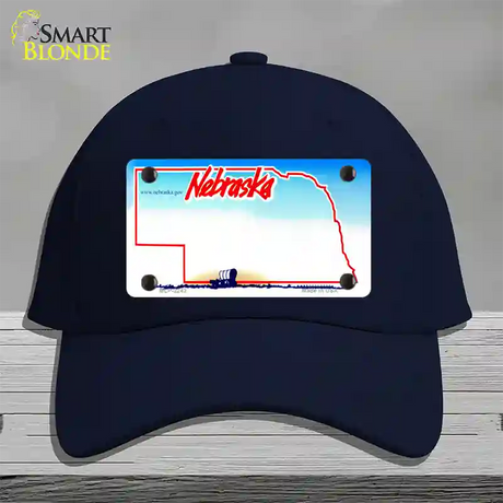 Nebraska State Blank Novelty License Plate Hat Cotton / Navy