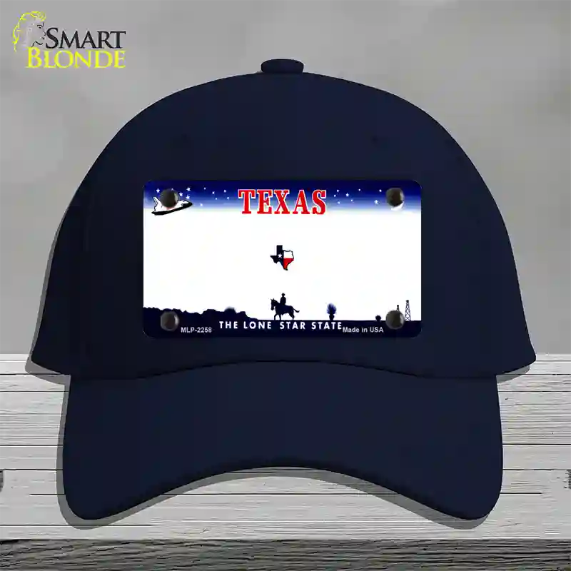 Texas State Blank Novelty License Plate Hat Cotton / Navy