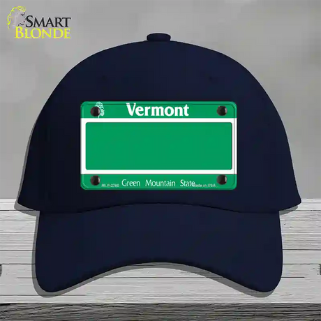 Vermont State Blank Novelty License Plate Hat Cotton / Navy