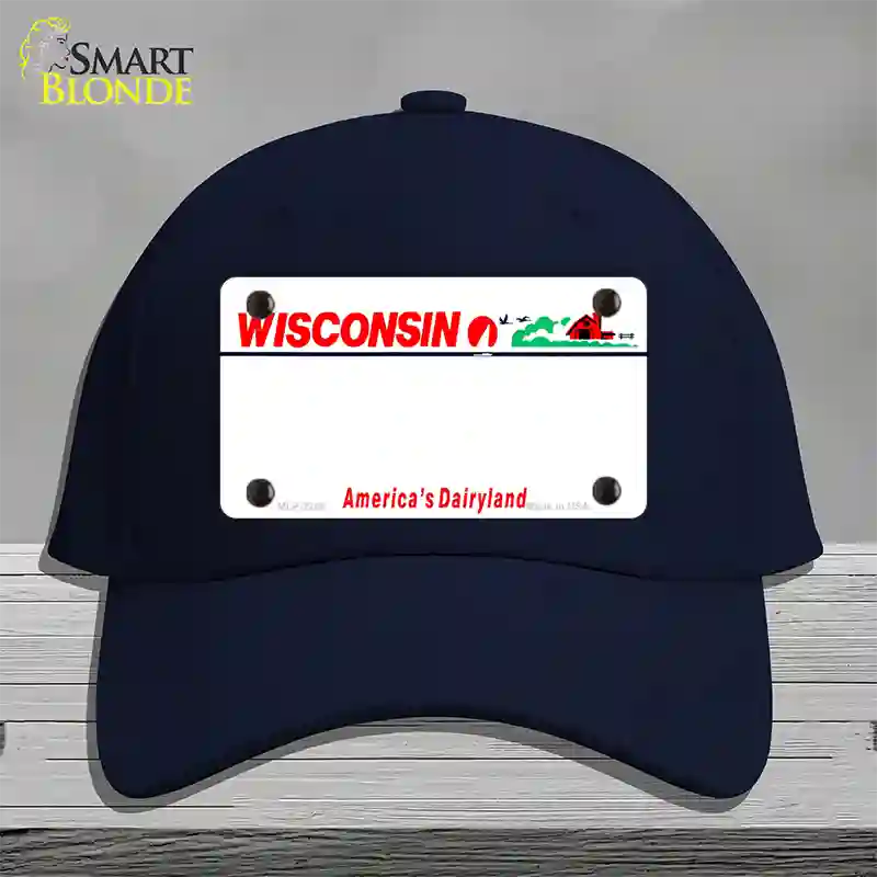 Wisconsin State Blank Novelty License Plate Hat Cotton / Navy