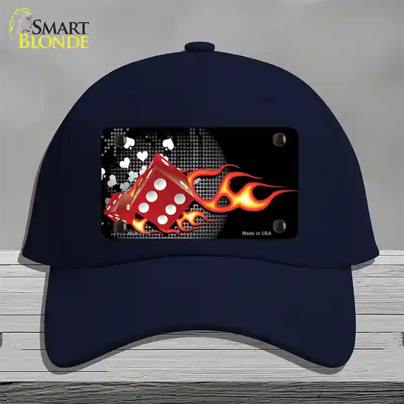 Fire Dice Flame Novelty License Plate Hat Cotton / Navy