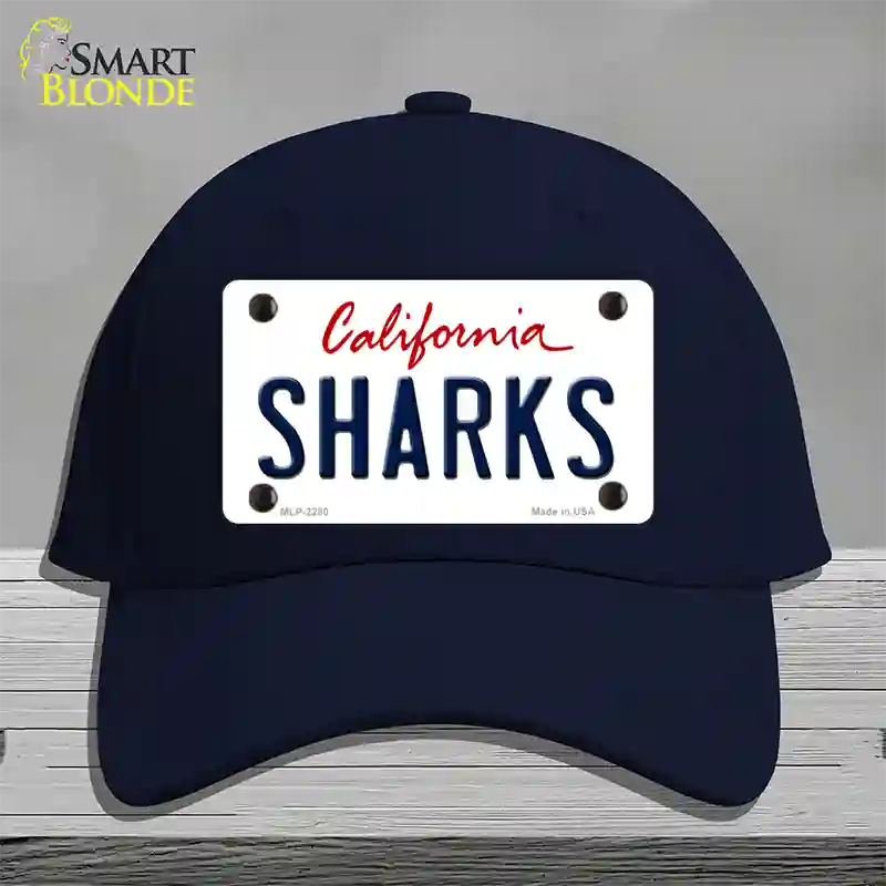 Sharks California State Novelty License Plate Hat Cotton / Navy