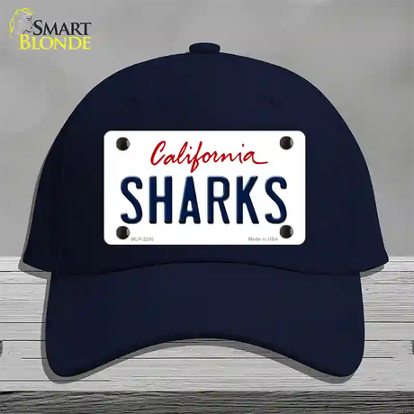 Sharks California State Novelty License Plate Hat Cotton / Navy