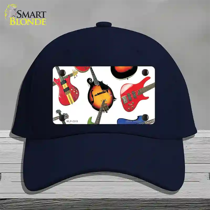 Guitars White Novelty License Plate Hat Cotton / Navy