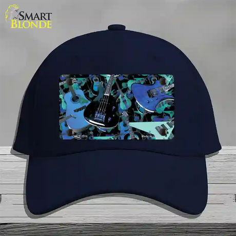 Guitars Blue Novelty License Plate Hat Cotton / Navy