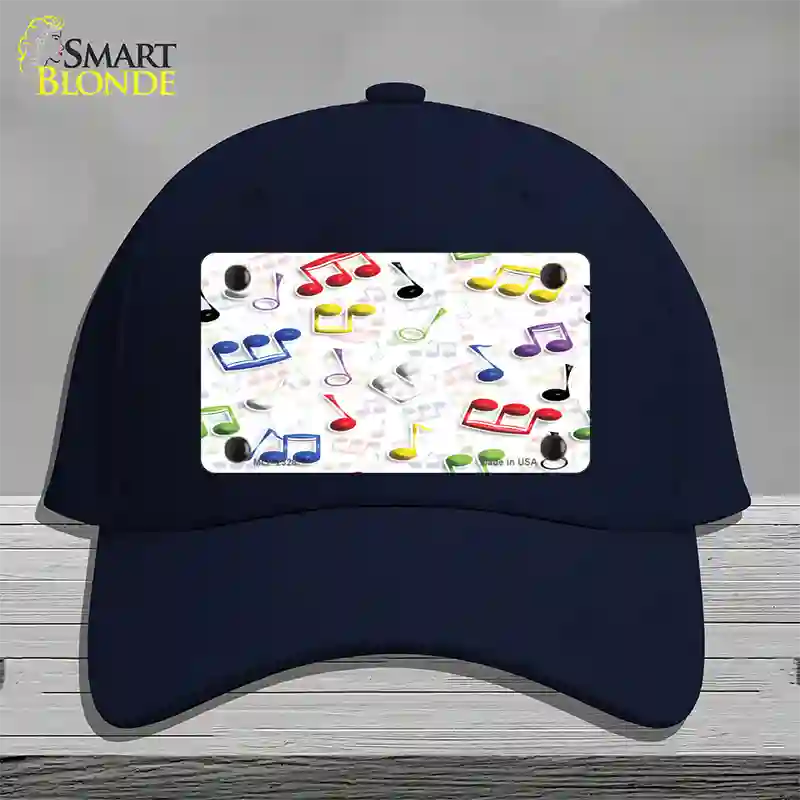 Musical Notes Multi-Color Novelty License Plate Hat Cotton / Navy