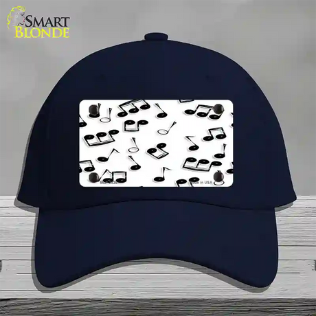 Musical Notes Black White Novelty License Plate Hat Cotton / Navy