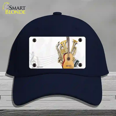 Musical Instruments Offset Novelty License Plate Hat Cotton / Navy