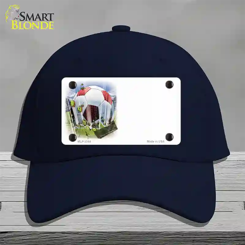 Soccer Ball Offset Novelty License Plate Hat Cotton / Navy