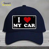 I Love My Car Black Novelty License Plate Hat Cotton / Navy