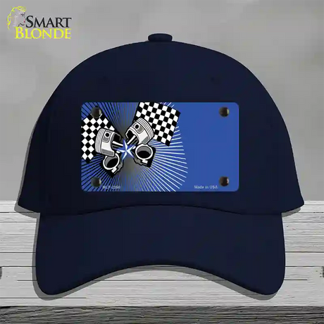 Racing Pistons Offset Novelty License Plate Hat Cotton / Navy