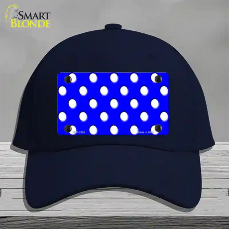 White Polka Dots Royal Blue Novelty License Plate Hat Cotton / Navy