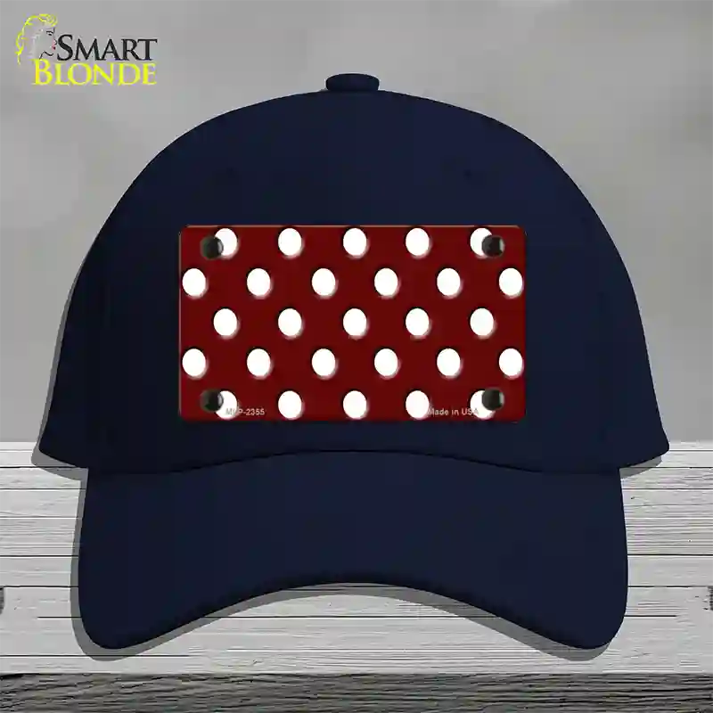 White Polka Dots Burgundy Novelty License Plate Hat Cotton / Navy