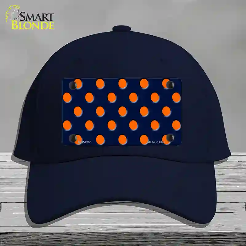 Orange Polka Dots Navy Blue Novelty License Plate Hat Cotton / Navy