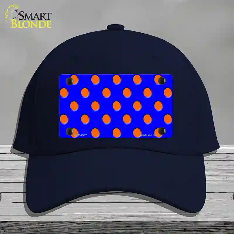 Orange Polka Dots Royal Blue Novelty License Plate Hat Cotton / Navy