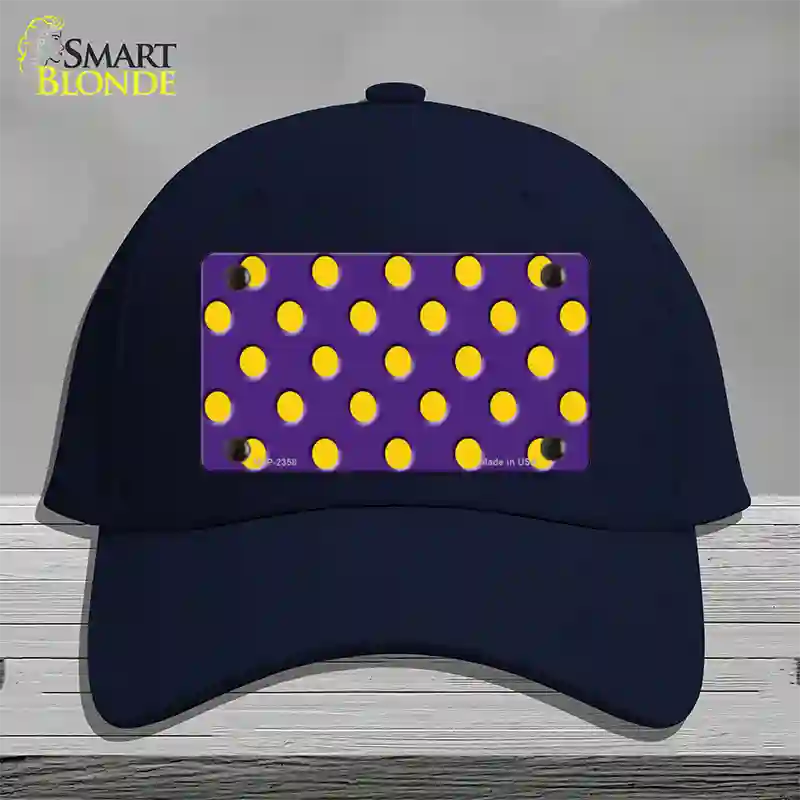 Yellow Polka Dots Purple Novelty License Plate Hat Cotton / Navy