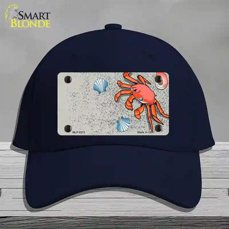 Crab And Seashells Novelty License Plate Hat Cotton / Navy