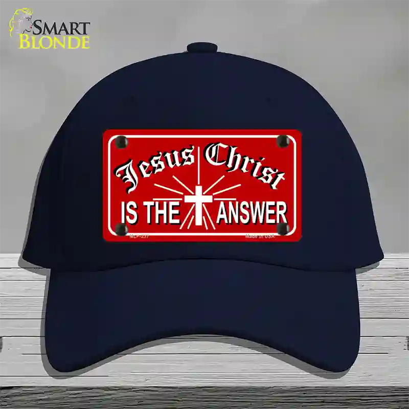 Jesus Christ Is The Answer Novelty License Plate Hat Cotton / Navy