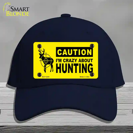 Crazy About Hunting Novelty License Plate Hat Cotton / Navy