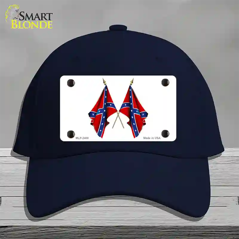 Confederate Crossed Flags Novelty License Plate Hat Cotton / Navy