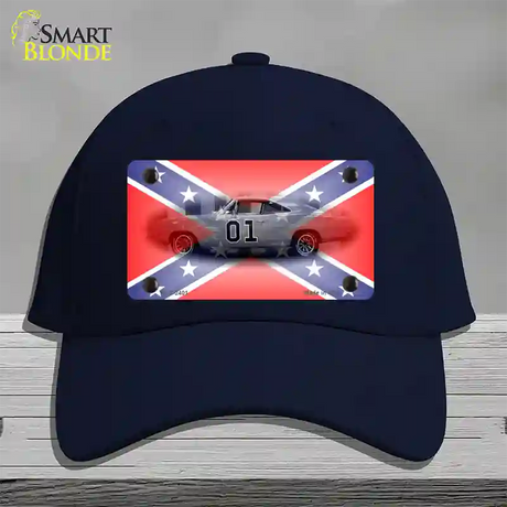 Confederate Flag Charger Novelty License Plate Hat Cotton / Navy